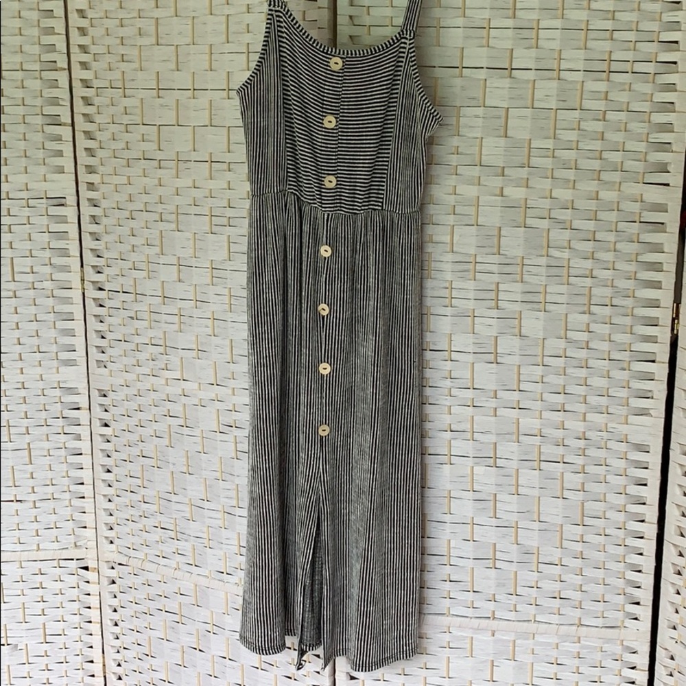 Striped Midi Dress with Button Detail